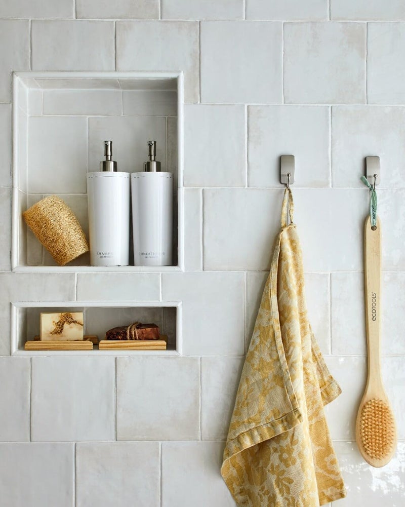 Command Small Bath Hook, Holds up to 1 lb, 1 Satin Nickel Shower Hook with 2 Water Resistant Strips, Damage-Free Bathroom Organization - Image 4